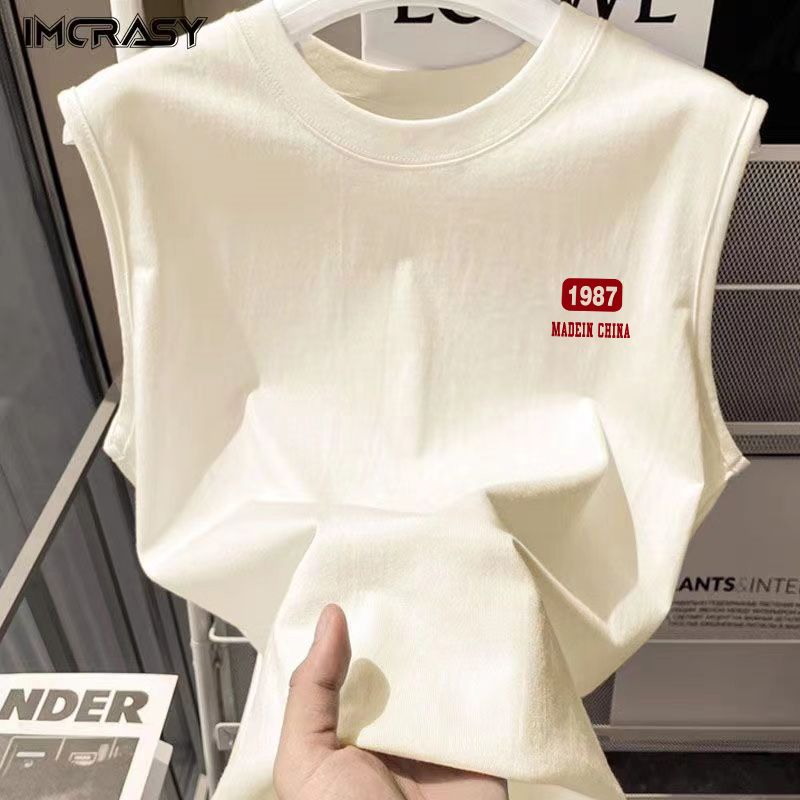 IMCRASY Pure Cotton Vest Men's Summer 2025 New Casual Trendy Versatile Sleeveless T-Shirt Top_desvips.com