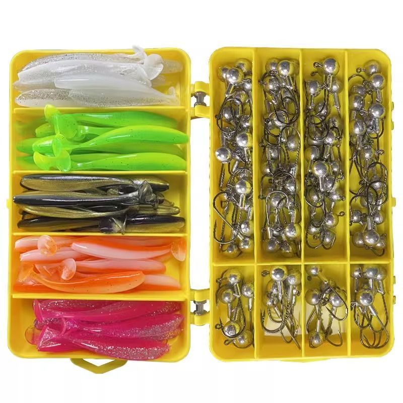 fortalece a cabeça de chumbo anti pendurado fundo sangue cocho anzol pesca para robalo, com uma boca curva e cauda isca,_voghion.com