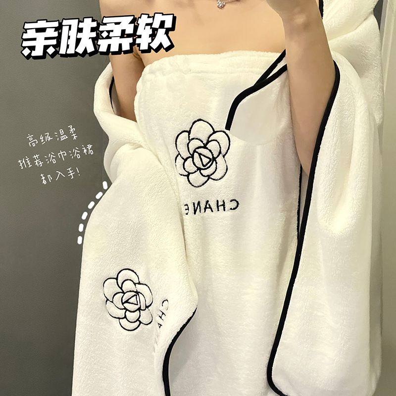 山茶花新款浴巾浴裙毛巾三件套学生宿舍成人吸水洗澡柔软速干发帽