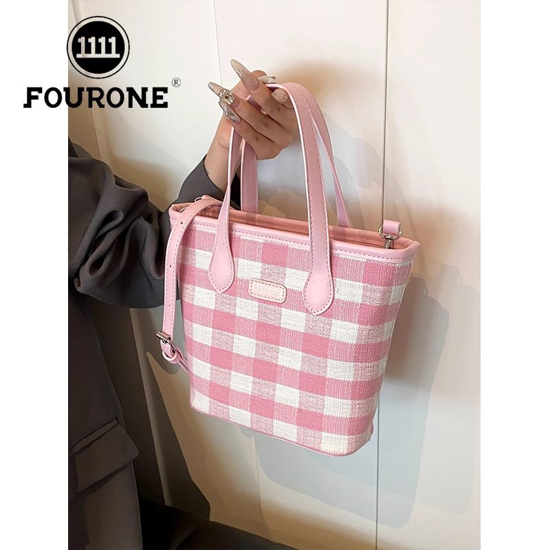 FOUR ONE färgblockerande nischrutig för kvinnor, ny mångsidig axelväska, superpopulär handhållen bucket bag_voghion.com