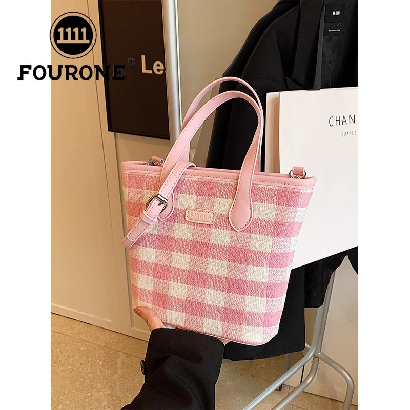 FOUR ONE färgblockerande nischrutig för kvinnor, ny mångsidig axelväska, superpopulär handhållen bucket bag_voghion.com