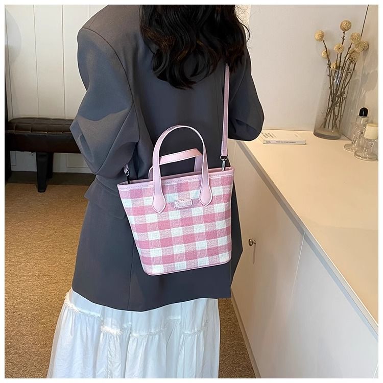 FOUR ONE färgblockerande nischrutig för kvinnor, ny mångsidig axelväska, superpopulär handhållen bucket bag_voghion.com