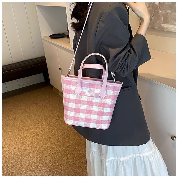 FOUR ONE färgblockerande nischrutig för kvinnor, ny mångsidig axelväska, superpopulär handhållen bucket bag_voghion.com