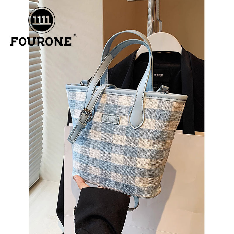 FOUR ONE färgblockerande nischrutig för kvinnor, ny mångsidig axelväska, superpopulär handhållen bucket bag_voghion.com