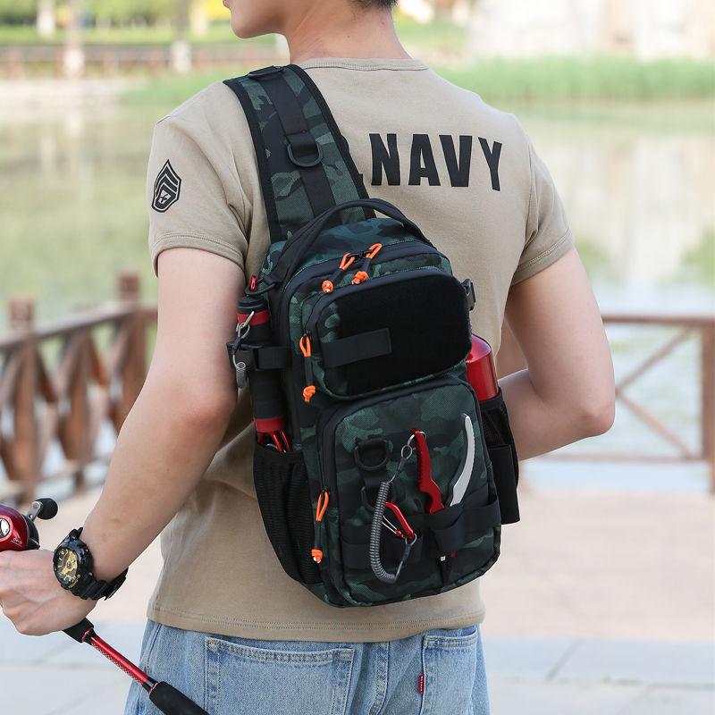 Wasserdichte Luya-Tasche, Schulterbrusttasche, multifunktionale Luya-Rutentasche, praktische Cross-Riding-Umhängetasche zum Outdoor-Angeln in Camouflage_voghion.com