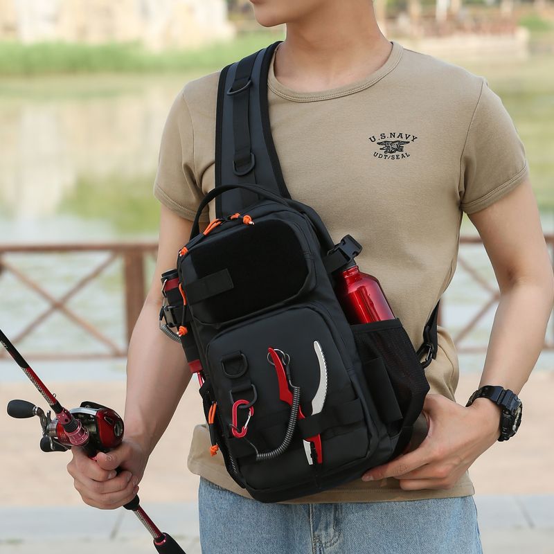 Wasserdichte Luya-Tasche, Schulterbrusttasche, multifunktionale Luya-Rutentasche, praktische Cross-Riding-Umhängetasche zum Outdoor-Angeln in Camouflage_voghion.com