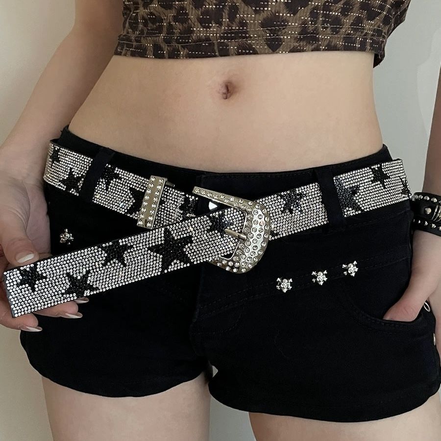 Instagram full diamond five pointed star versatile women's belt, personalized decoration, waist reduction, slimming_voghion.com