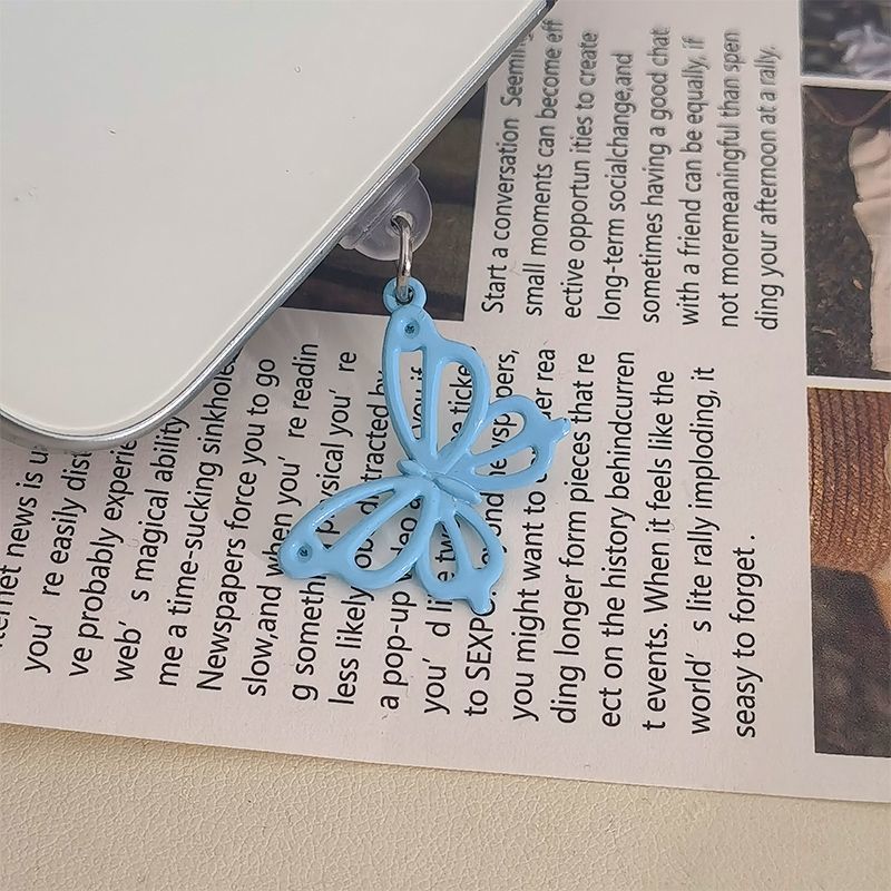 Ins Style Blue Butterfly Phone Dust Type-C Universal Earphone Plug Dustproof N_voghion.com