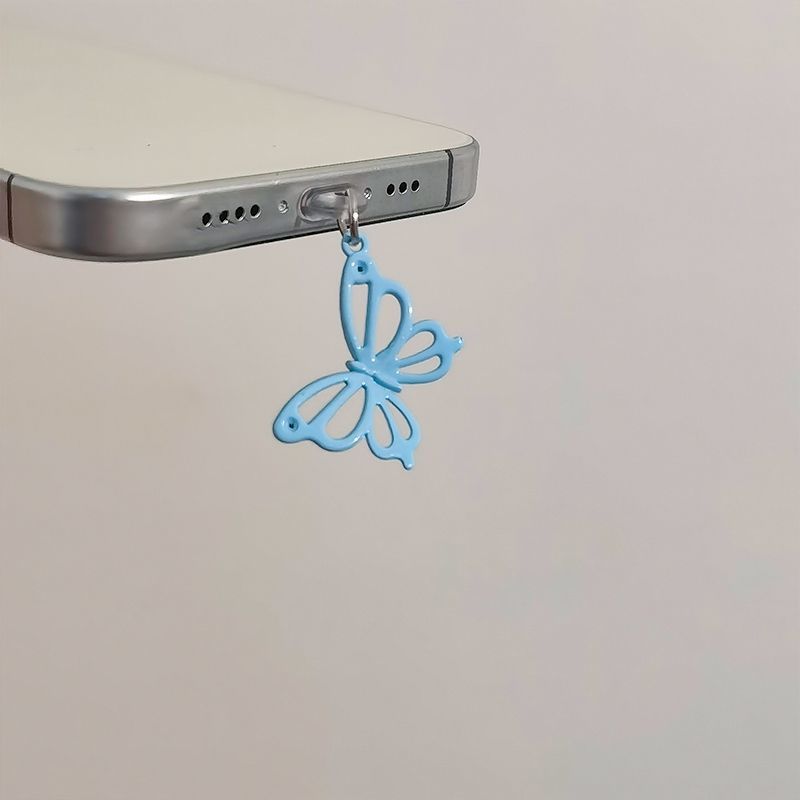 Ins Style Blue Butterfly Phone Dust Type-C Universal Earphone Plug Dustproof N_voghion.com
