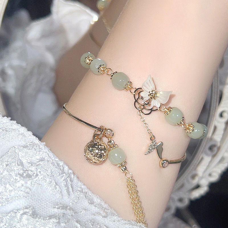 Ancient Beaded Cool Hetian Jade Butterfly Bracelet For Women New Style Versatile Niche Design_voghion.com