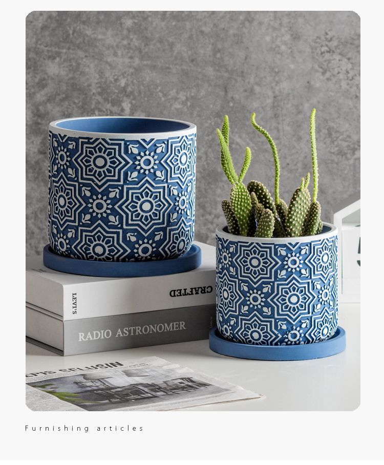 Nordic Green Plant Succulent Indoor Desktop Creative Personality Phalaenopsis Cactus Cement Flower Pot_voghion.com