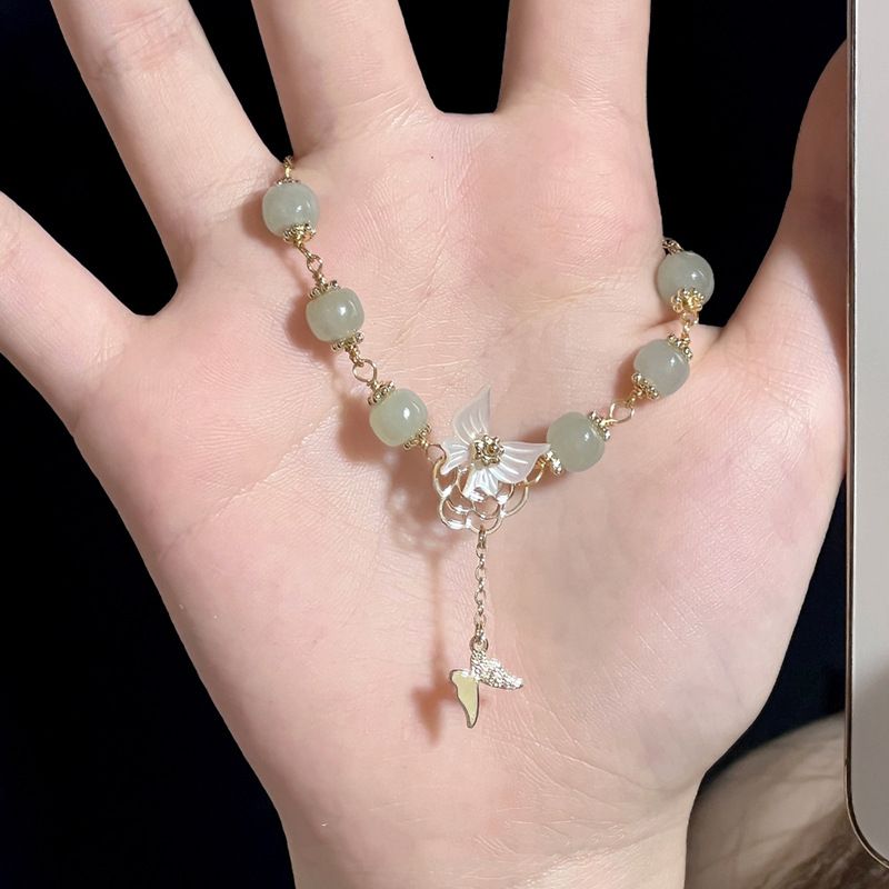 Ancient Beaded Cool Hetian Jade Butterfly Bracelet For Women New Style Versatile Niche Design_voghion.com