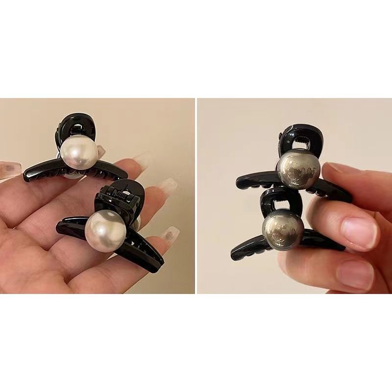 Pinza per capelli in velluto con perle elegante accessorio_voghion.com