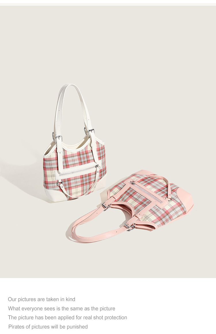 CHARHP&KEJNT2024 Checkered New Commuter Versatile Underarm Tote Contrast Shoulder Bag_voghion.com