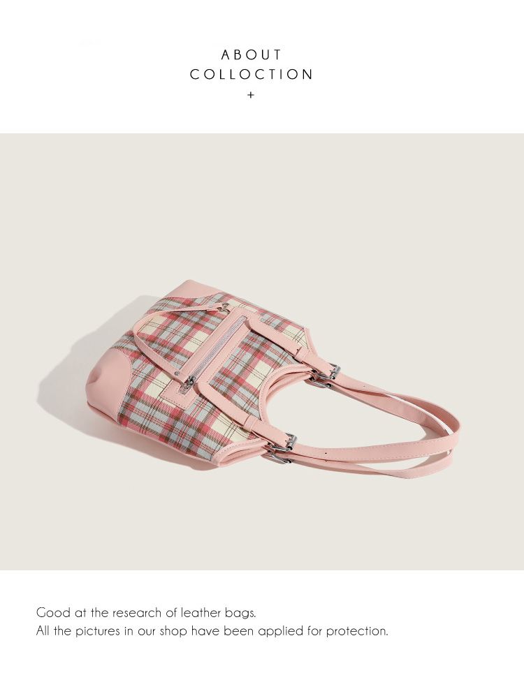 CHARHP&KEJNT2024 Checkered New Commuter Versatile Underarm Tote Contrast Shoulder Bag_voghion.com