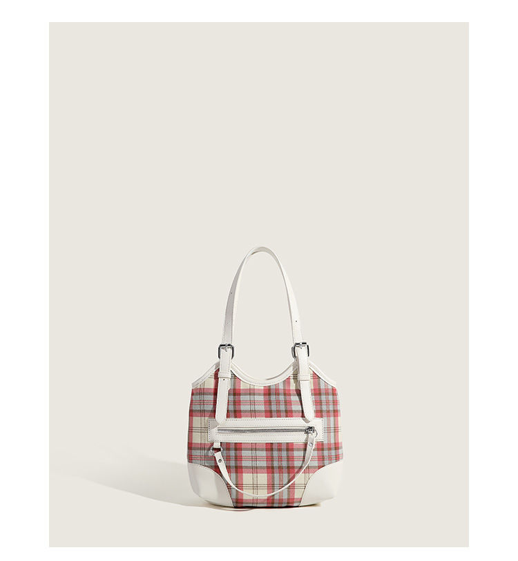 CHARHP&KEJNT2024 Checkered New Commuter Versatile Underarm Tote Contrast Shoulder Bag_voghion.com