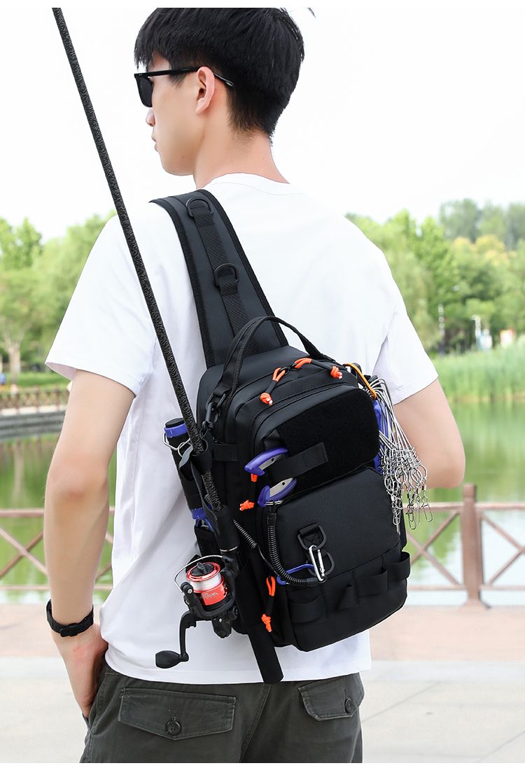 Wasserdichte Luya-Tasche, Schulterbrusttasche, multifunktionale Luya-Rutentasche, praktische Cross-Riding-Umhängetasche zum Outdoor-Angeln in Camouflage_voghion.com