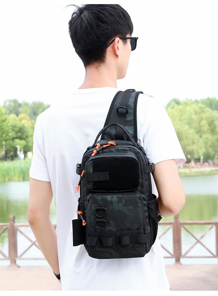 Wasserdichte Luya-Tasche, Schulterbrusttasche, multifunktionale Luya-Rutentasche, praktische Cross-Riding-Umhängetasche zum Outdoor-Angeln in Camouflage_voghion.com