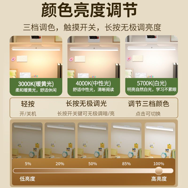 柔之亮台灯护眼学习专用磁吸酷毙灯宿舍灯阅读充电台灯大学生新款 图片 8