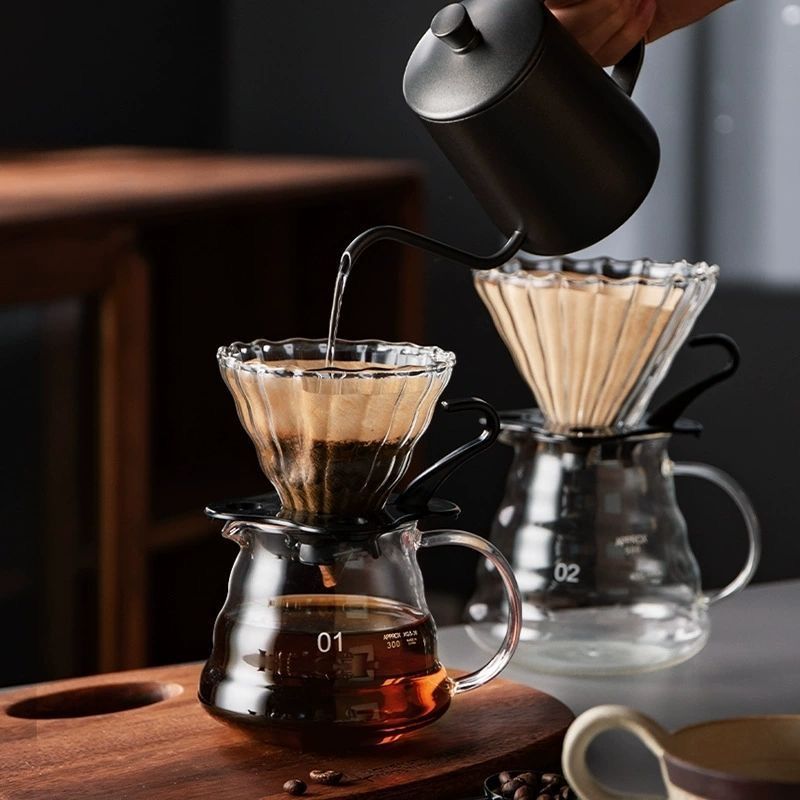Glass V60 Pour Over Sharing Cloud Pot Set Filter Cup Coffee Utensils_voghion.com