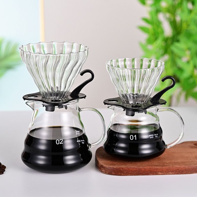 Glass V60 Pour Over Sharing Cloud Pot Set Filter Cup Coffee Utensils_voghion.com