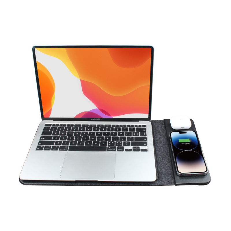 Mobiele telefoon draadloze 15W magnetische hoofdtelefoon oplader muismat 3-in-1 laptop universele computertas_voghion.com