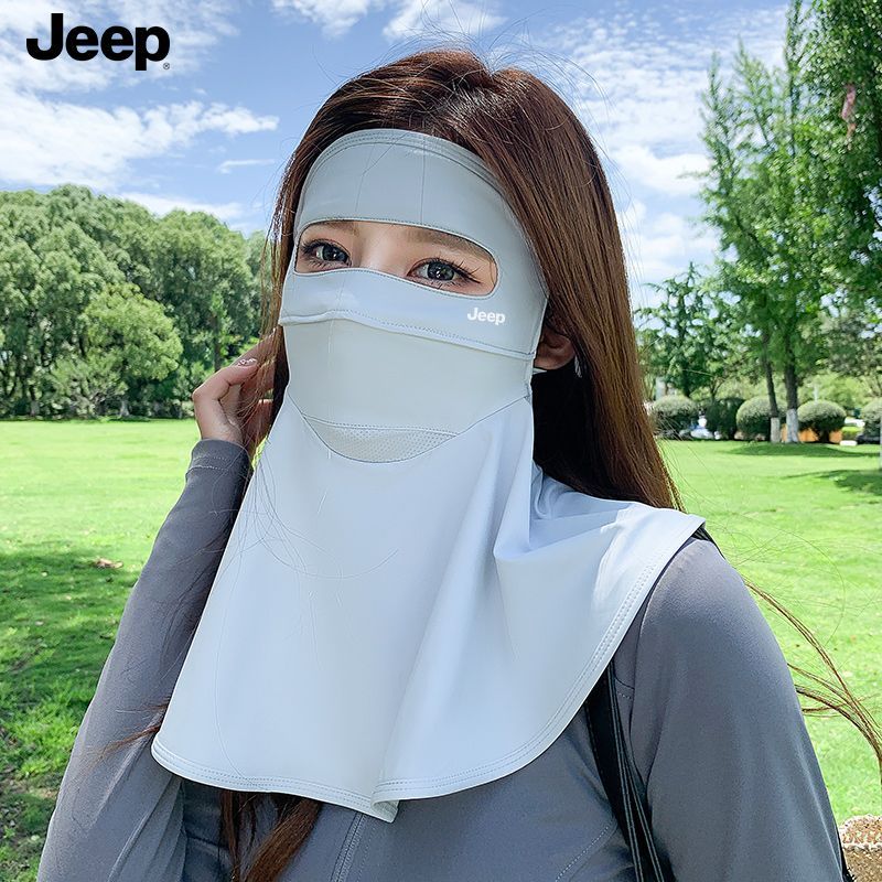 JEEP全脸防晒面罩女夏季防紫外线薄款冰丝透气骑行开车遮脸多巴胺