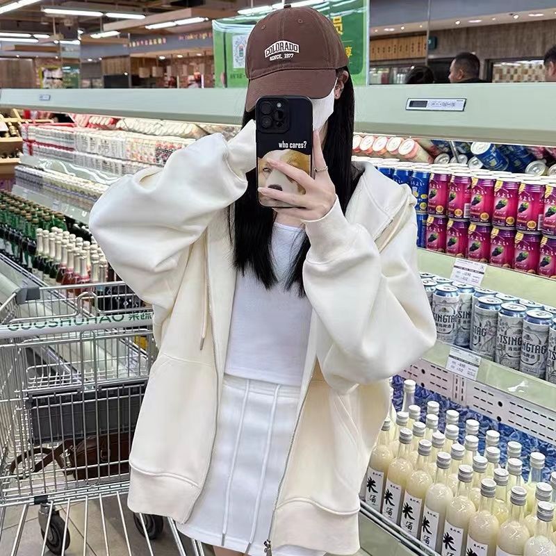 Early autumn sweatshirt jacket for women spring and autumn thin section 2024 early spring new style early spring Korean style sports lazy style cardigan for women