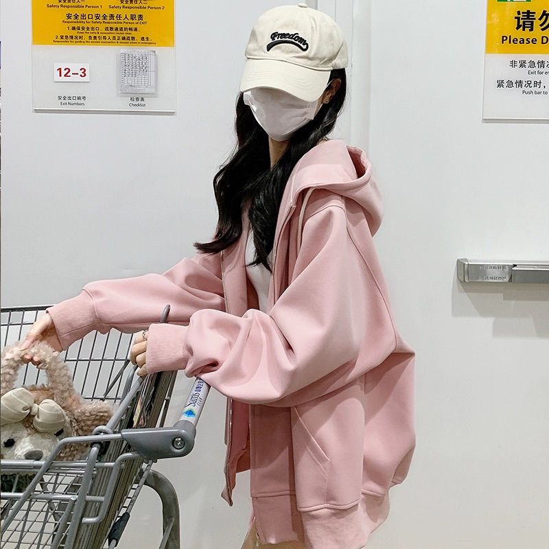 Early autumn sweatshirt jacket for women spring and autumn thin section 2024 early spring new style early spring Korean style sports lazy style cardigan for women