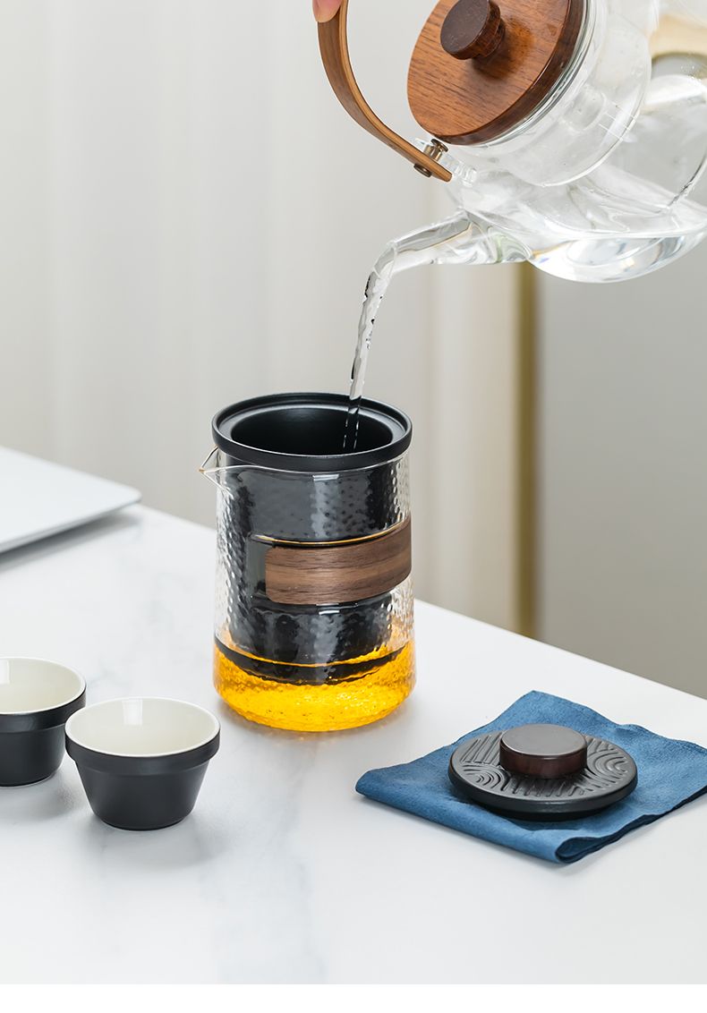 Ceramic Travel Tea Set With Glass Quick Cup For Camping And Home_voghion.com