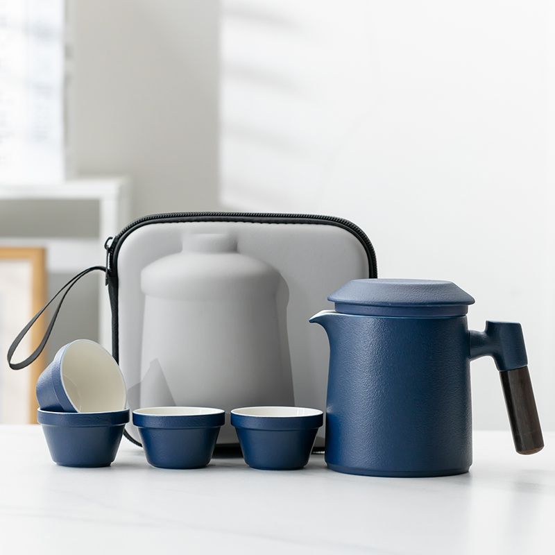Ceramic Outdoor Travel Set, Portable Teapot, Home Tea Brewing Cup, Quick-use Cup With Storage_voghion.com