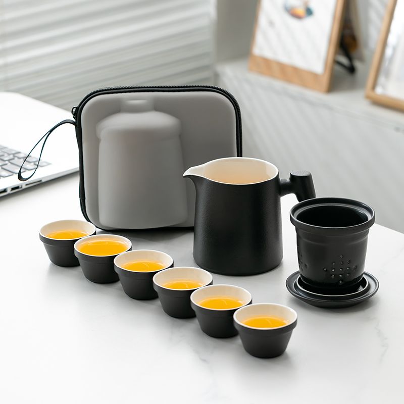 Ceramic Outdoor Travel Set, Portable Teapot, Home Tea Brewing Cup, Quick-use Cup With Storage_voghion.com