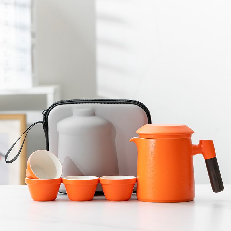 Ceramic Outdoor Travel Set, Portable Teapot, Home Tea Brewing Cup, Quick-use Cup With Storage_voghion.com