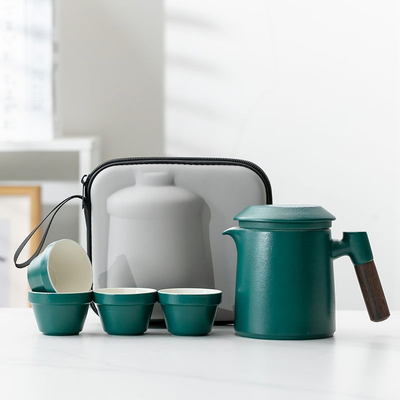 Ceramic Outdoor Travel Set, Portable Teapot, Home Tea Brewing Cup, Quick-use Cup With Storage_voghion.com