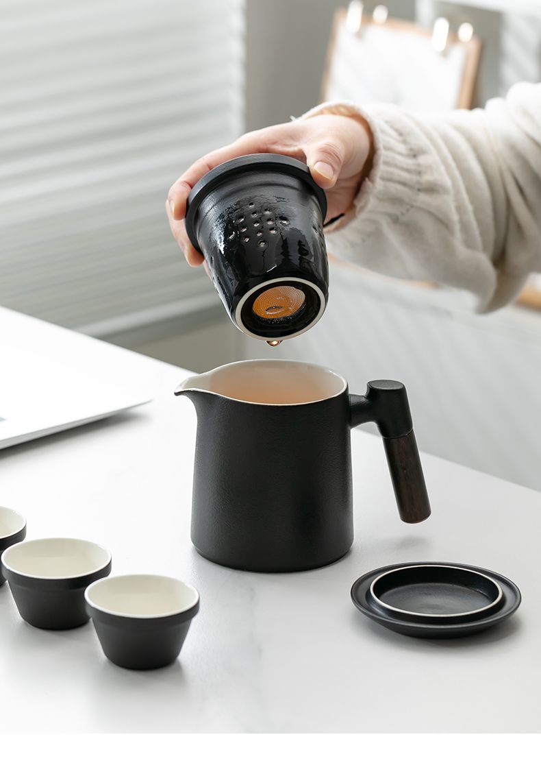 Portable Tea Set For Outdoors Ceramic Travel Teapot And Cup Kit_voghion.com