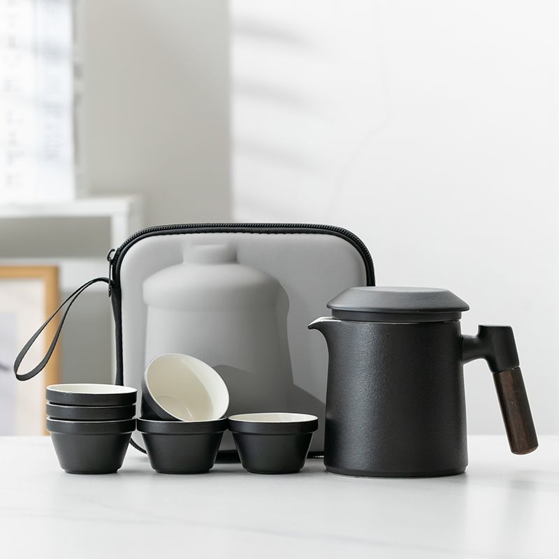 Ceramic Outdoor Travel Set, Portable Teapot, Home Tea Brewing Cup, Quick-use Cup With Storage_voghion.com