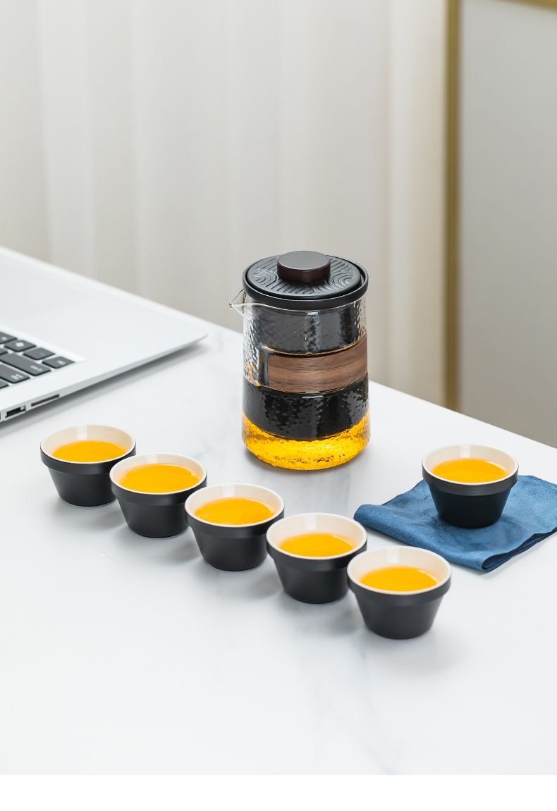 Ceramic Travel Tea Set With Glass Quick Cup For Camping And Home_voghion.com