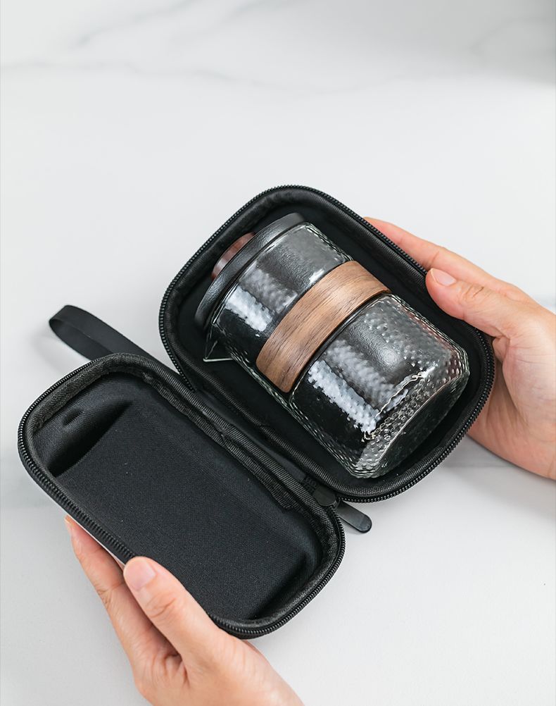 Ceramic Travel Tea Set With Glass Quick Cup For Camping And Home_voghion.com