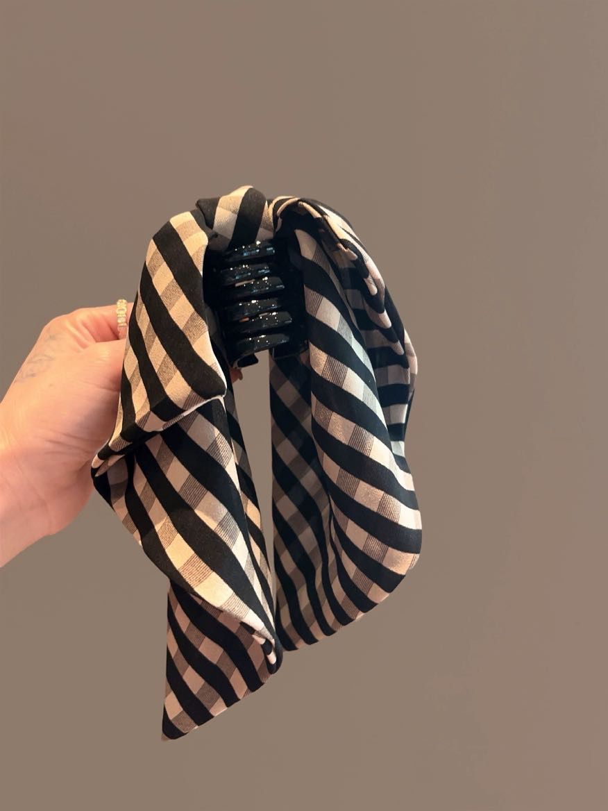 Pinza per capelli con fiocco orecchie coniglio rosso a quadri donna_voghion.com