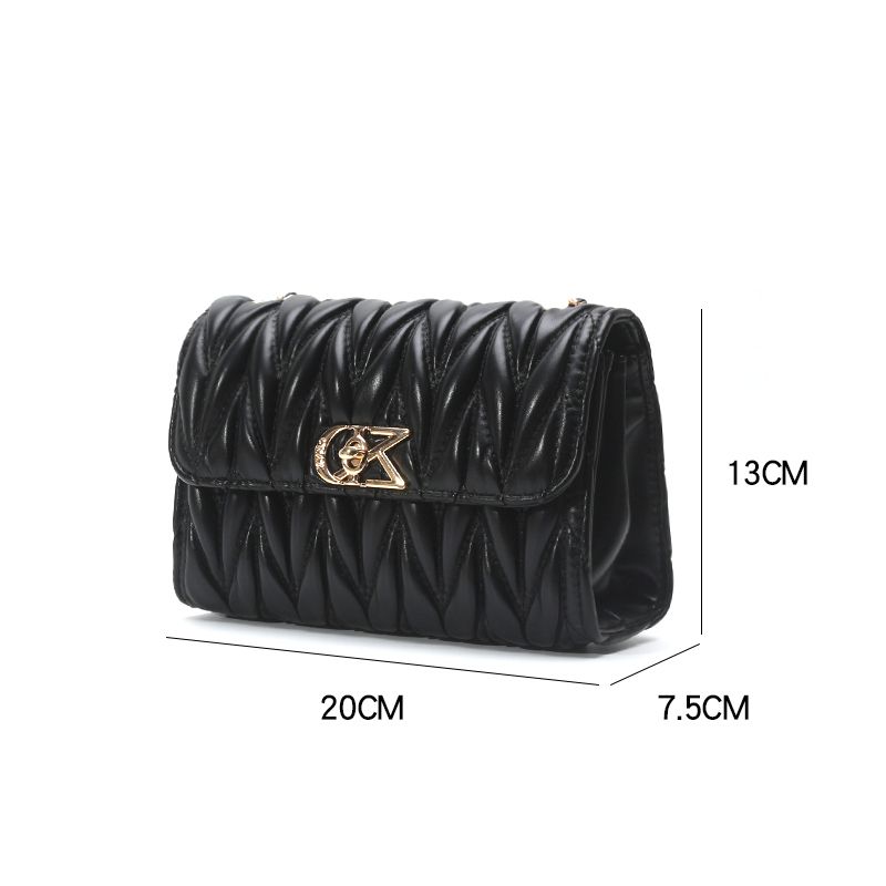 CHARHP&KEJNT borsa a tracolla singola versatile con tracolla piccola quadrata a catena da donna premium plissettata_voghion.com