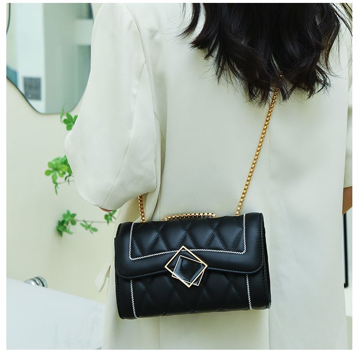CHARHP&KEJNT piccola borsa a catena con griglia di diamanti in stile profumato, alla moda e di alta qualità, borsa a tracolla versatile_voghion.com