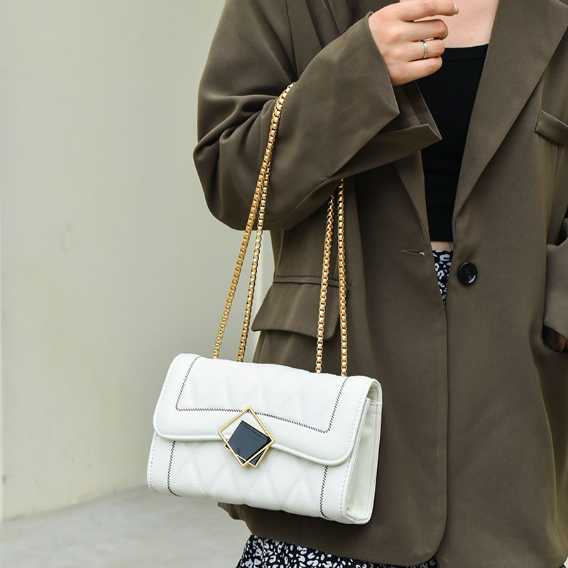 CHARHP&KEJNT piccola borsa a catena con griglia di diamanti in stile profumato, alla moda e di alta qualità, borsa a tracolla versatile_voghion.com
