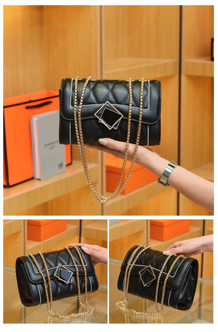 CHARHP&KEJNT piccola borsa a catena con griglia di diamanti in stile profumato, alla moda e di alta qualità, borsa a tracolla versatile_voghion.com