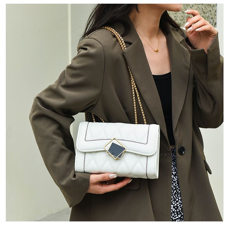 CHARHP&KEJNT piccola borsa a catena con griglia di diamanti in stile profumato, alla moda e di alta qualità, borsa a tracolla versatile_voghion.com