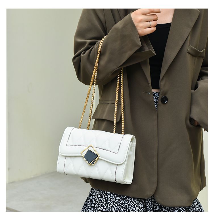 CHARHP&KEJNT piccola borsa a catena con griglia di diamanti in stile profumato, alla moda e di alta qualità, borsa a tracolla versatile_voghion.com