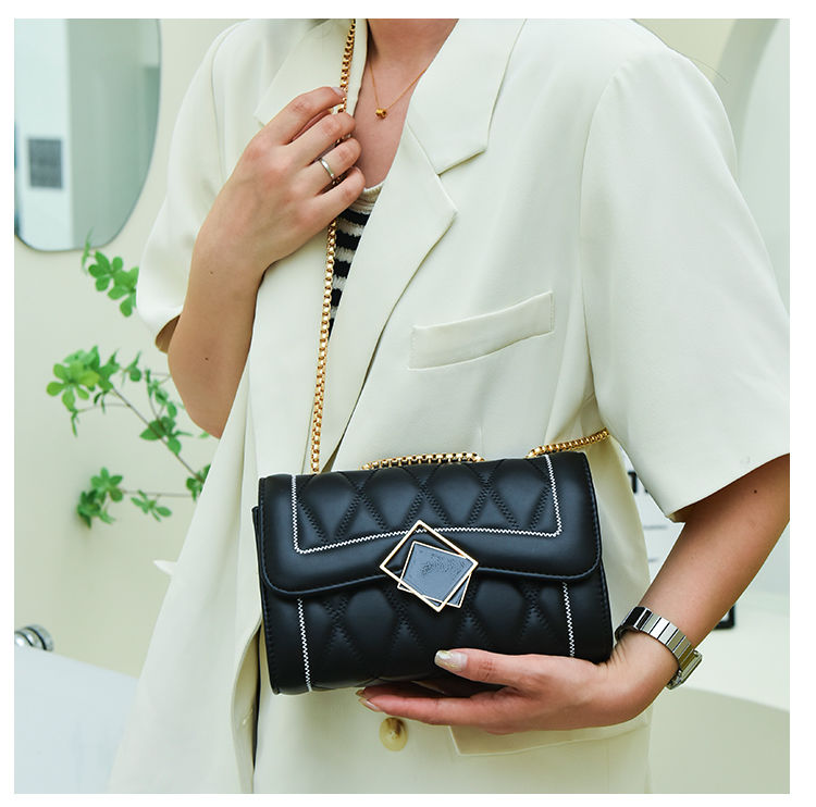 CHARHP&KEJNT piccola borsa a catena con griglia di diamanti in stile profumato, alla moda e di alta qualità, borsa a tracolla versatile_voghion.com