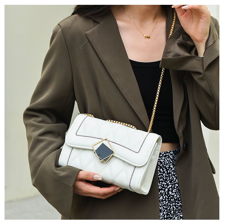CHARHP&KEJNT piccola borsa a catena con griglia di diamanti in stile profumato, alla moda e di alta qualità, borsa a tracolla versatile_voghion.com