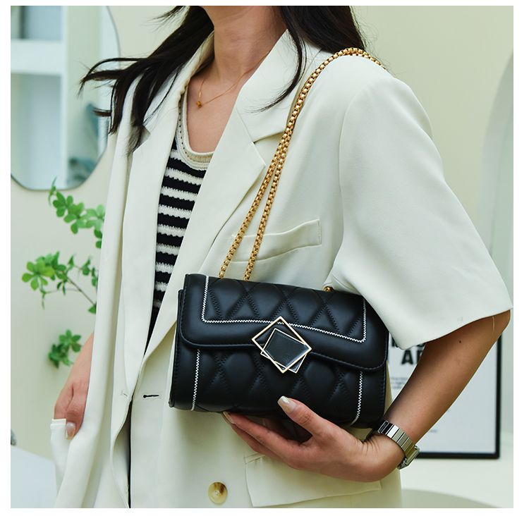 CHARHP&KEJNT piccola borsa a catena con griglia di diamanti in stile profumato, alla moda e di alta qualità, borsa a tracolla versatile_voghion.com
