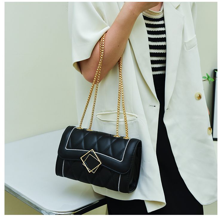 CHARHP&KEJNT piccola borsa a catena con griglia di diamanti in stile profumato, alla moda e di alta qualità, borsa a tracolla versatile_voghion.com