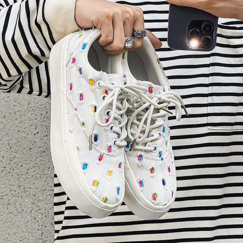 White Sneakers, Personalized Couple's Skate Men's Breathable Casual Versatile Canvas Low-top Skateboard Shoes, Niche_voghion.com